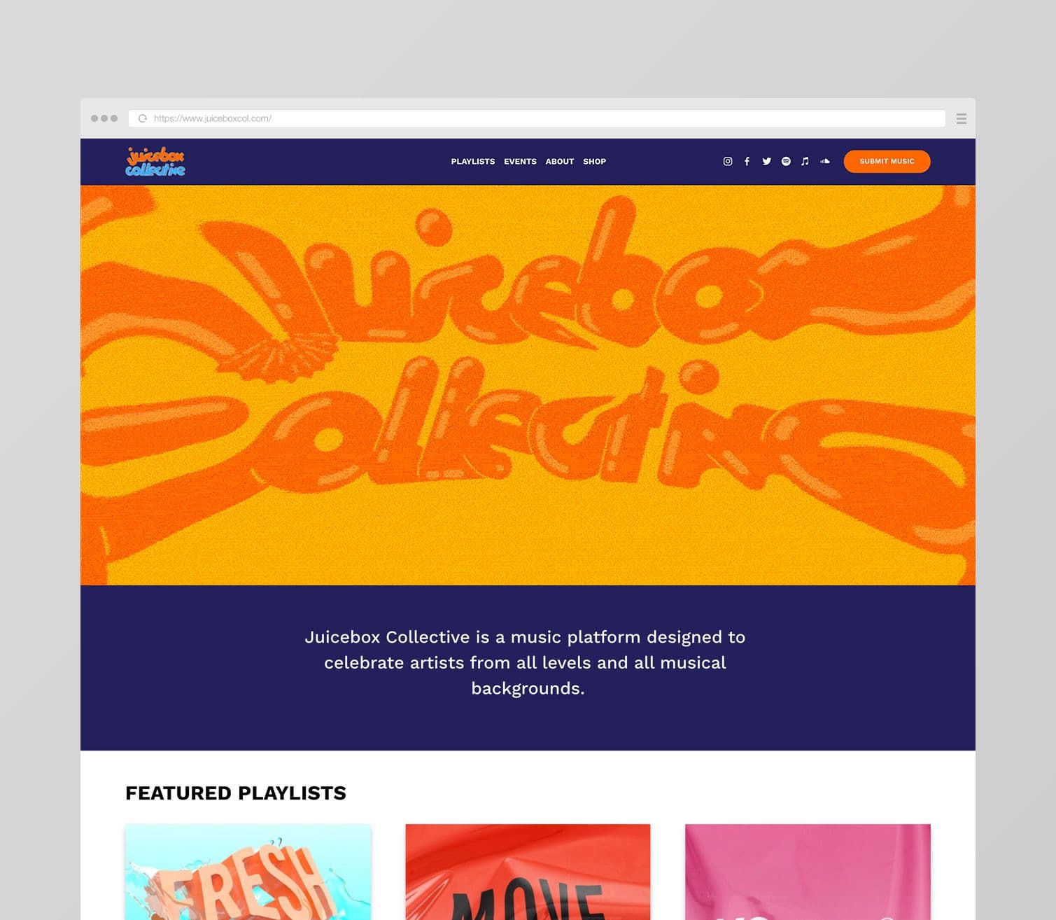 Screenshot of juiceboxcol.com home page